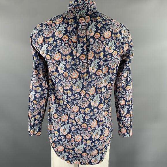 SID MASHBURN Size L Navy Multi-Color Paisley Floral Cotton Long Sleeve Shirt - Picture 4 of 7